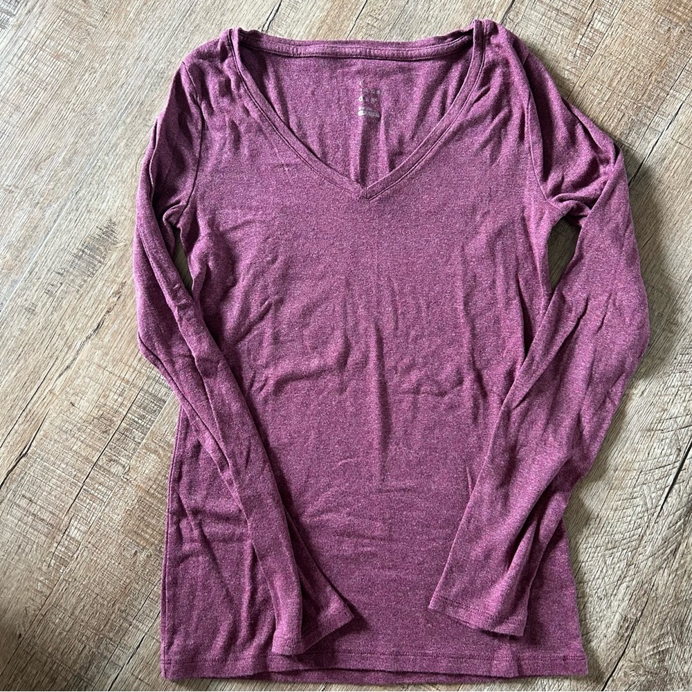 a new day Women's Long Sleeve V-Neck Top - Plum